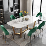 Glam Dining Faux Marble Table Rectangle Table with Metal Legs for Kitchen Clearhalo 'Dining Tables & Seating' 'Dining Tables' 'dining_table' 'furn' 'furn_dining_table' 'Furniture' 'Kitchen & Dining Furniture' 1200x1200_ce6b708a-d4f3-42e1-9fdb-40b8402dabcf