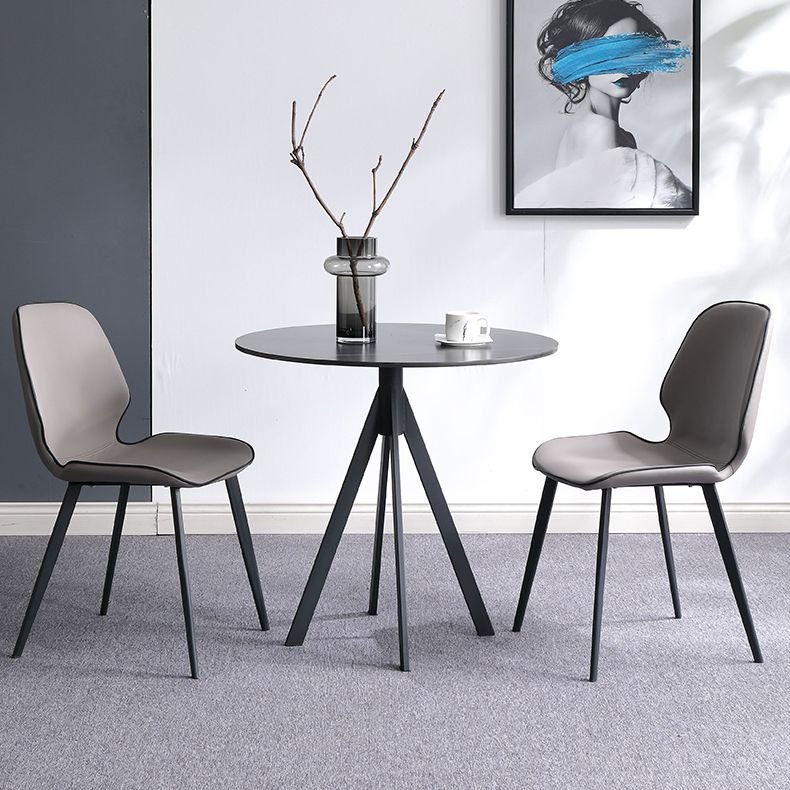 Round Sintered Stone Two-Color Dining Table Simplicity 4 Legs Table for Dining Room Clearhalo ' dining_table' 'Dining Tables & Seating' 'Dining Tables' 'furn' 'furn_dining_table' 'Furniture' 'furniture_dining_table' 'Kitchen & Dining Furniture' 'kitchen&dining_furn' 'kitchen' 'kitchen_dining_table' 1200x1200_ce6c53c8-bc52-4a3e-b64d-70dfeb855be1