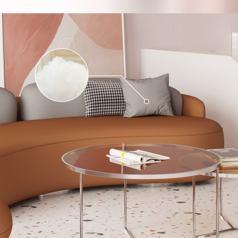 現代的な25.59 "Hフェイクレザータキシードアームリビングルーム用の湾曲したソファー