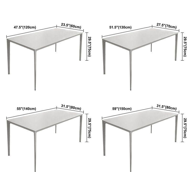 Contemporary Sintered Stone Top Dining Table White Rectangle Shape Dining Table for Kitchen Clearhalo ' dining_table' 'Dining Tables & Seating' 'Dining Tables' 'Furniture' 'furniture_dining_table' 'Kitchen & Dining Furniture' 'kitchen&dining_furn' 'kitchen' 'kitchen_dining_table' 1200x1200_ce6f2589-9811-469c-9603-ffc3078323c0
