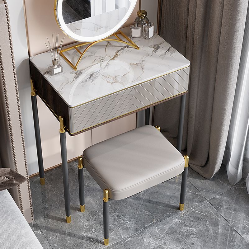 Set di vanità da 30 "con sgabello da toep da trucco in pietra a 1 traino
