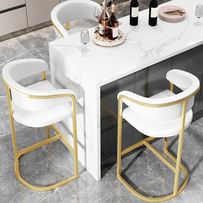 Glam Style Faux Leather Barstool Low Back Bar Stool with Gold Frame Clearhalo 'Bar Furniture' 'Bar Stools' 'bar_stools' 'furn' 'furn_bar_stools' 'Furniture' 'Kitchen & Dining Furniture' 1200x1200_ce7258f2-1744-4601-a0b8-c8d457de1718