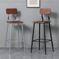 Modern Style Iron Barstool Solid Wood Seat Bar Chair with Backrest