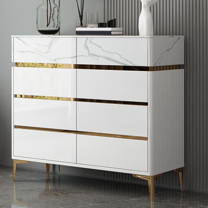 Cómoda de dormitorio Glam Stone, cómoda de almacenamiento de 16" de ancho en blanco con cajones