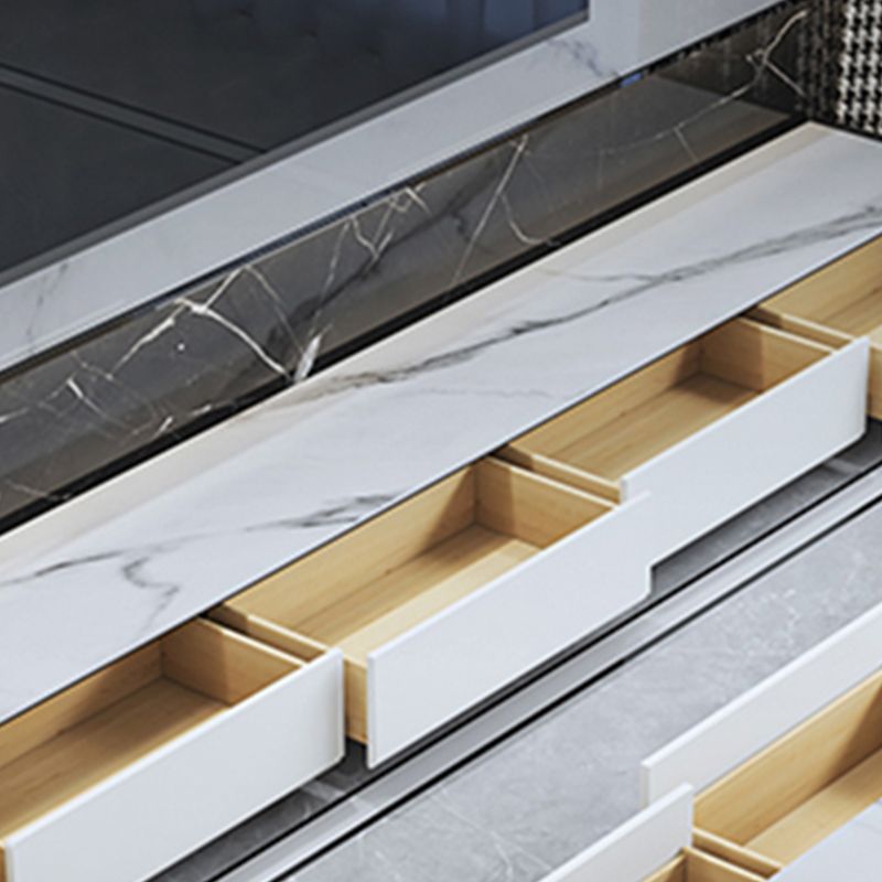 Slate and Wood Stand Console Contemporary Style Home Closed TV Cabinet