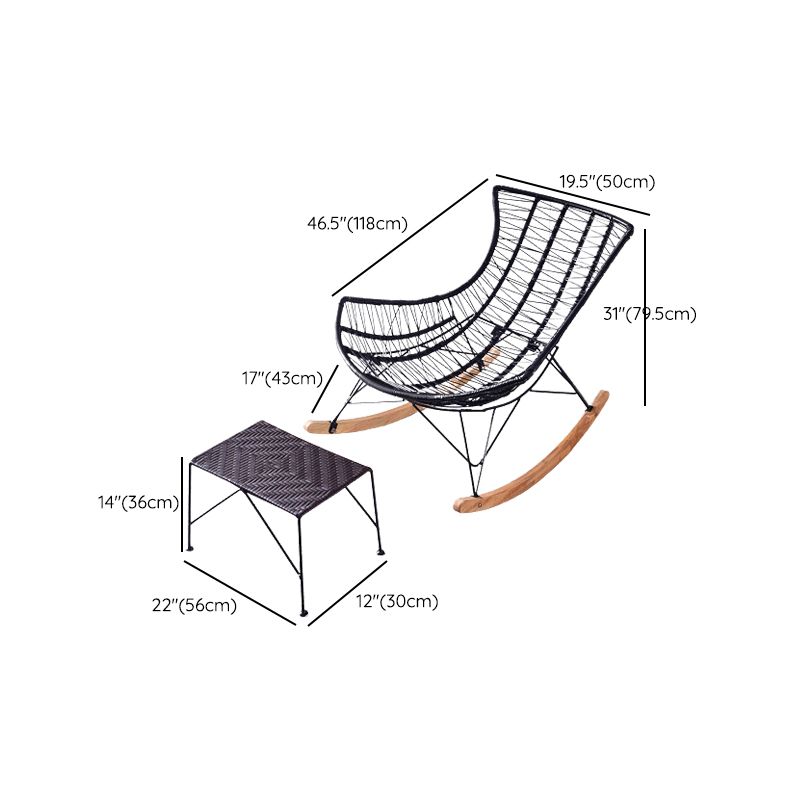 Silla de rockera de ratán contemporánea mecedora resistente a agua para sala de estar