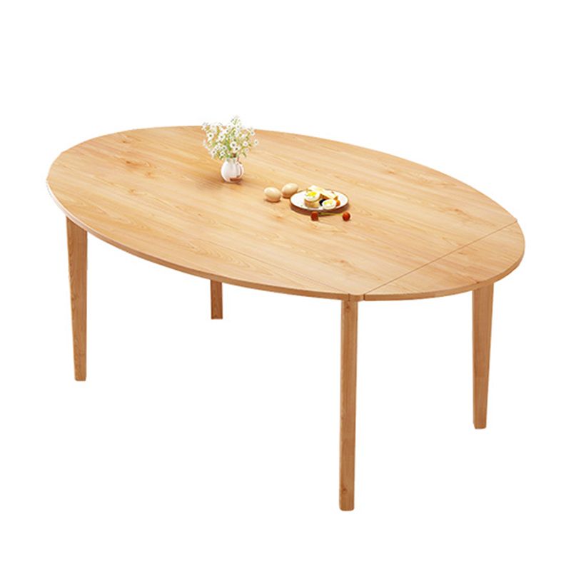 Contemporary Drop-Leaf Dining Table Rubberwood Solid Wood Table with 4 Legs Clearhalo ' dining_table' 'Dining Tables & Seating' 'Dining Tables' 'furn' 'furn_dining_table' 'Furniture' 'furniture_dining_table' 'Kitchen & Dining Furniture' 'kitchen&dining_furn' 'kitchen' 'kitchen_dining_table' 1200x1200_ce7a6e46-db78-4f3d-ad77-b61d4cb9fdf5