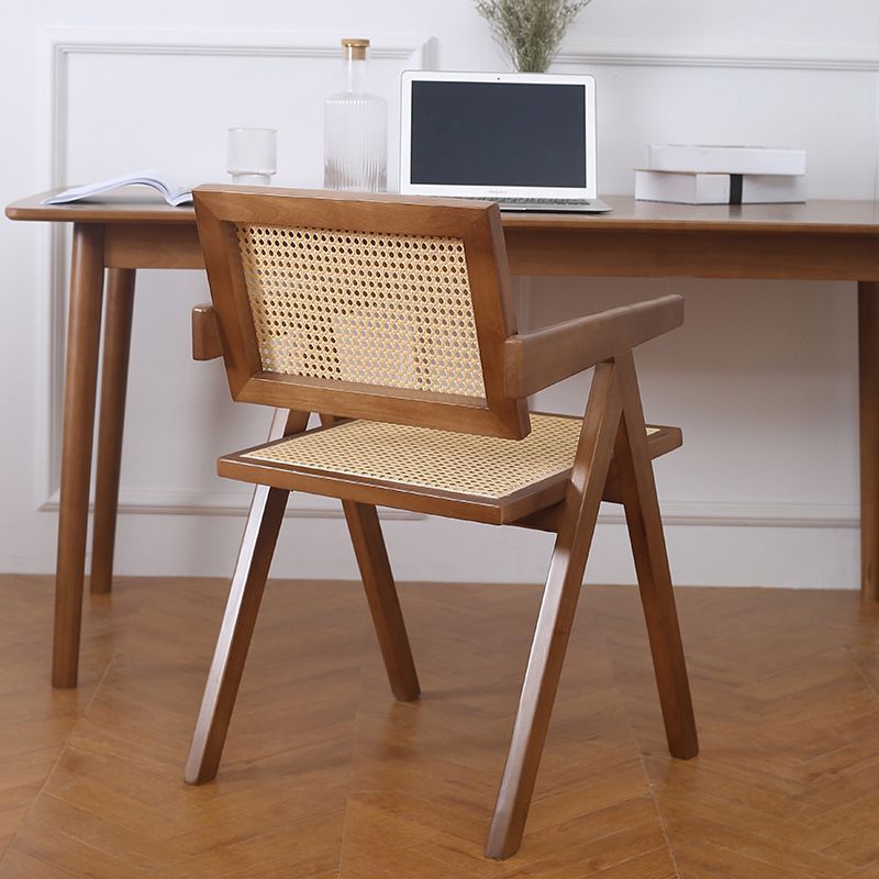 Contemporary Dining Arm Chair Matte Finish Solid Wood Open Back Chair Clearhalo ' kitchen&dining_furn' 'Dining Chairs' 'Dining Tables & Seating' 'dining_chair' 'furn' 'furn_dining_chair' 'Furniture' 'furniture_dining_chair' 'Kitchen & Dining Furniture' 'kitchen' 1200x1200_ce7b965b-5142-415d-a218-a2e69a8b32eb