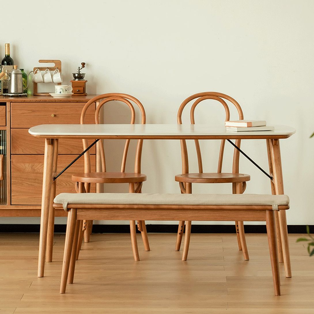 Modern Rectangular White Stone Top Dining Table with 4 Solid Wood Legs Clearhalo 'Dining Tables & Seating' 'Dining Tables' 'dining_table' 'furn' 'furn_dining_table' 'Furniture' 'Kitchen & Dining Furniture' 1200x1200_ce7bd94e-cd8d-4d34-a1d7-9917d1edcef8