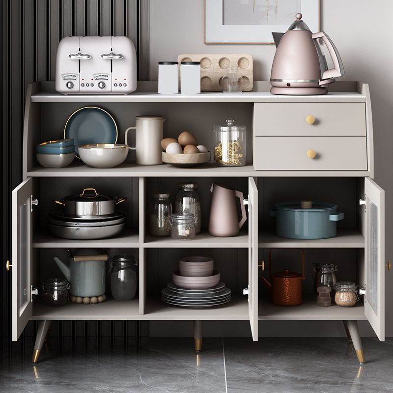 2-drawer Side Board Adjustable Shelving Sintered Stone Server with Glass Door Clearhalo 'buffet_sideboard' 'Buffets & Sideboards' 'furn' 'furn_buffet_sideboard' 'Furniture' 'Kitchen & Dining Furniture' 1200x1200_ce7ffbeb-89a0-4629-9216-4d7d12da2e5c