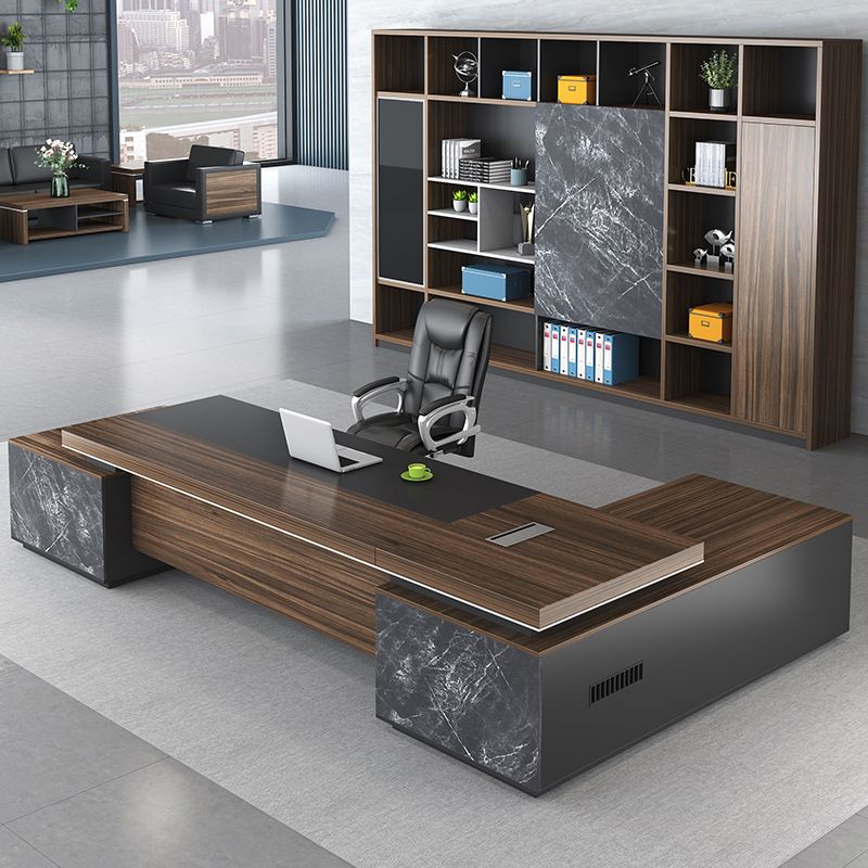 Contemporary Office Desk L-Shape Executive Desk with 2 Storage Drawers Clearhalo 'furn' 'furn_office_desk' 'Furniture' 'Office Desks' 'Office Furniture' 'office_desk' 1200x1200_ce80a2ca-aaf3-49b4-a50e-4381f32eebbd