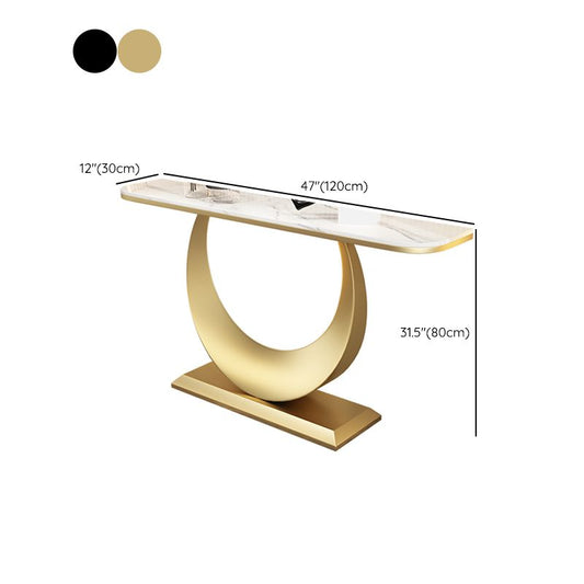 Glam Stone Accent Table Scratch Resistant Sofa Console Table for Hall