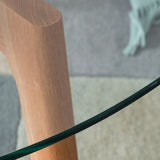 13.7/17.7 "H HOUTEN BASE BASE 3 LEGEN GLASE TOP Ronde salontafel voor appartement