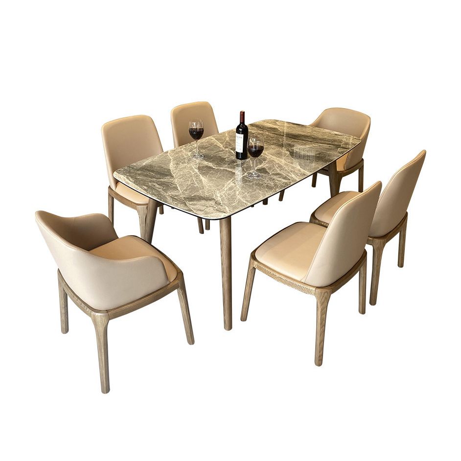 Contemporary Fixed Faux Marble Top Dining Room Table¬†with 4 Solid Wood Legs Kitchen Dining Set Clearhalo 'Dining Room Sets' 'Dining Tables & Seating' 'dining_room_set' 'Furniture' 'furniture_dining_room_set' 'Kitchen & Dining Furniture' 'kitchen&dining_furn' 'kitchen' 1200x1200_ce857c2b-ff0f-4362-95b5-b8741cc03ac8