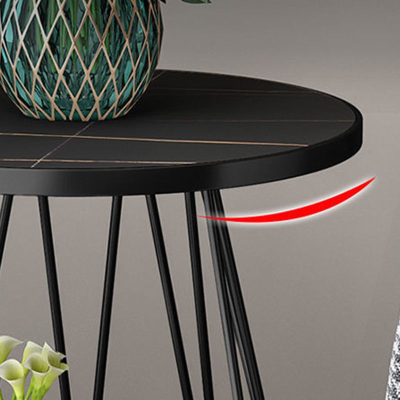 Modern Round Side Table 24.4-inch Gold/Black Metal Frame End Table Clearhalo 'Coffee & Accent Tables' 'End & Side Tables' 'end_side_tables' 'furn' 'furn_end_side_tables' 'Furniture' 'Living Room Furniture' 1200x1200_ce862fe9-3488-450e-86f8-fb42c29a6fe3