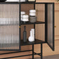 Iron Kitchen Sideboard Cabinet Modern Server Cabinet with Storage and Glass Door Clearhalo 'buffet_sideboard' 'Buffets & Sideboards' 'furn' 'furn_buffet_sideboard' 'Furniture' 'furniture_buffet_sideboard' 'Kitchen & Dining Furniture' 1200x1200_ce88baf1-c59c-49be-99af-78abfc4cf686