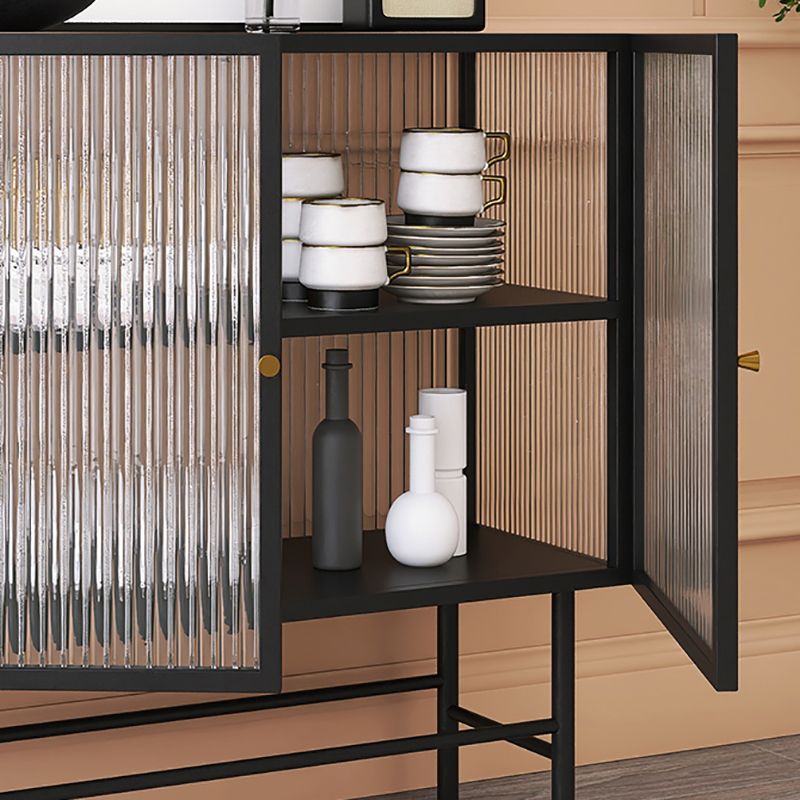Iron Kitchen Sideboard Cabinet Modern Server Cabinet with Storage and Glass Door Clearhalo 'buffet_sideboard' 'Buffets & Sideboards' 'furn' 'furn_buffet_sideboard' 'Furniture' 'furniture_buffet_sideboard' 'Kitchen & Dining Furniture' 1200x1200_ce88baf1-c59c-49be-99af-78abfc4cf686