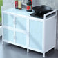 Modern Kitchen White Buffet Sideboard Cabinets Metal Glass Doors Buffet Stand Clearhalo 'buffet_sideboard' 'Buffets & Sideboards' 'furn' 'furn_buffet_sideboard' 'Furniture' 'Kitchen & Dining Furniture' 1200x1200_ce8a3b4a-cbb1-48c1-83a3-41d2672d9f1c