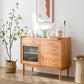 Modern Pine Solid Wood Sideboard 4-drawer Antique Finish Dining Server with Glass Door Clearhalo 'buffet_sideboard' 'Buffets & Sideboards' 'furn' 'furn_buffet_sideboard' 'Furniture' 'Kitchen & Dining Furniture' 1200x1200_ce8c1a7b-e367-45e8-af49-5e59b654ac6b