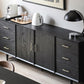 Tavolo da buffet Glam in legno massello nero Tavolo da buffet Glam con 6 cassetti e 2 ante
