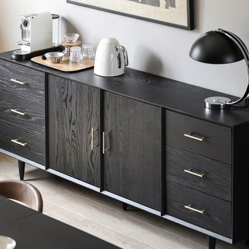 Tavolo da buffet Glam in legno massello nero Tavolo da buffet Glam con 6 cassetti e 2 ante