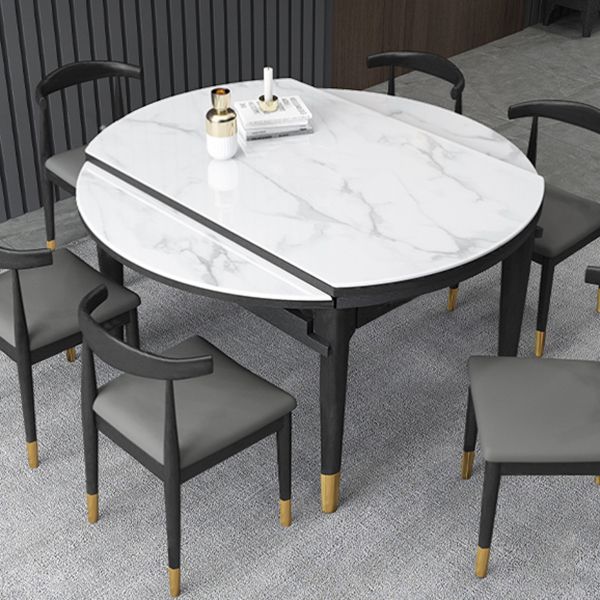 Contemporary Style 53'' Dining Table 4 Legs Dining Site Table with Drop-Leaf Clearhalo ' dining_table' 'Dining Tables & Seating' 'Dining Tables' 'furn' 'furn_dining_table' 'Furniture' 'furniture_dining_table' 'Kitchen & Dining Furniture' 'kitchen&dining_furn' 'kitchen' 'kitchen_dining_table' 1200x1200_ce8cd4db-2fd7-428e-bd45-0861a1455392