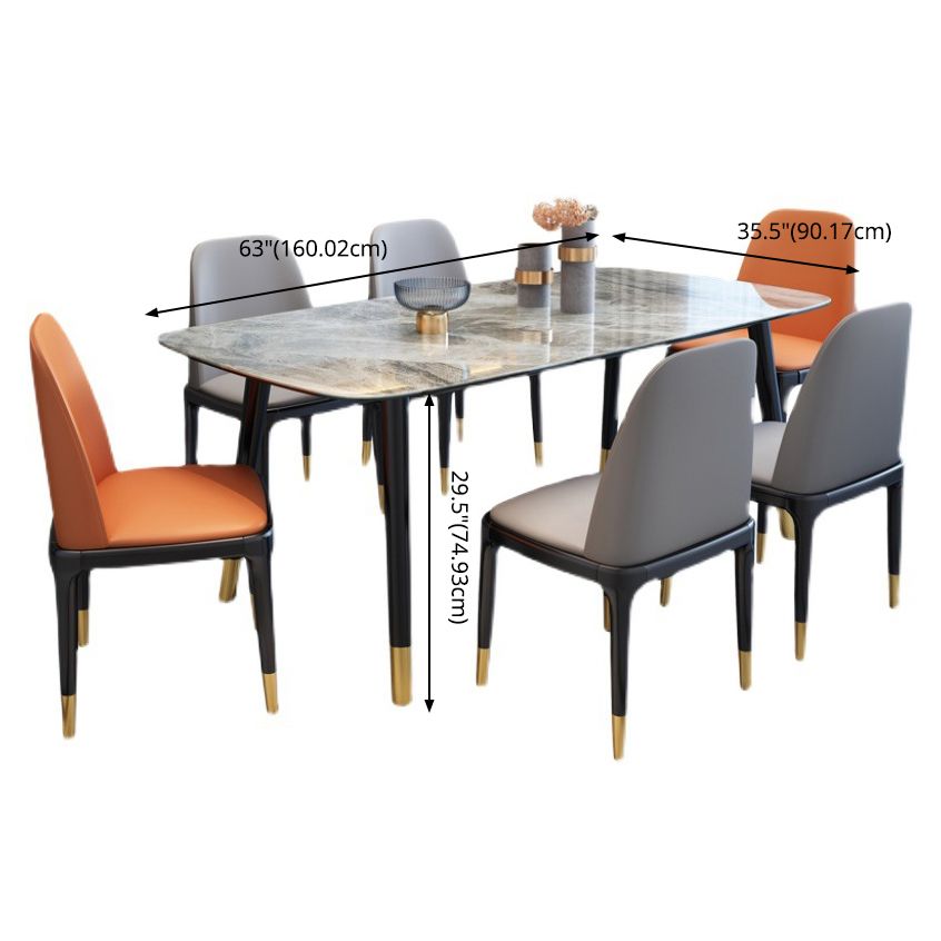 Contemporary Dining Table Set with Sintered Stone Dining Table and Cushioned Chairs Clearhalo 'Dining Room Sets' 'Dining Tables & Seating' 'dining_room_set' 'furn' 'furn_dining_room_set' 'Furniture' 'furniture_dining_room_set' 'Kitchen & Dining Furniture' 'kitchen&dining_furn' 'kitchen' 1200x1200_ce8d4da3-453c-4b2a-ae4e-3364f445fa06