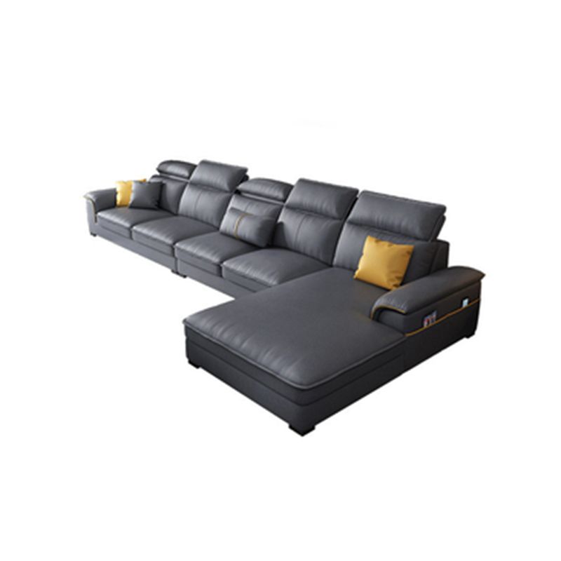 Square Arm Grey Cushion Back Modern Storage Living Room Sofa Clearhalo 'furn' 'furn_sectionals' 'Furniture' 'furniture_sectionals' 'Living Room Furniture' 'Sectionals' 1200x1200_ce8e1cb6-83c0-485f-865b-6731b7bbb2c3