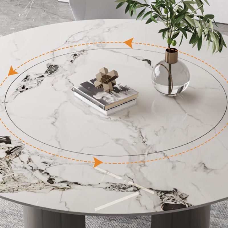 Tavolo da pranzo rotondo tavolo da pranzo contemporaneo con base di piedistallo in acciaio inossidabile