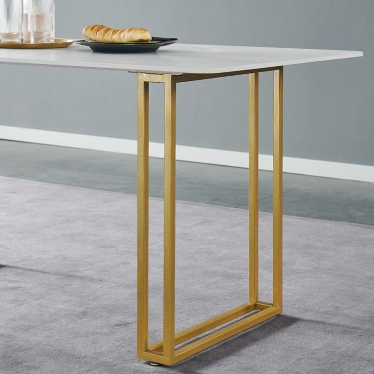 Glam Rectangle Dining Table Set 1/4/5/7 Pieces Dinette Set with White Stone Top