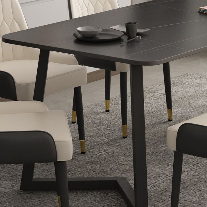 Rectangle Sintered Stone Table for Restaurant Industrial Dining Table with Double Pedestal Clearhalo 'Dining Tables & Seating' 'Dining Tables' 'dining_table' 'furn' 'furn_dining_table' 'Furniture' 'furniture_dining_table' 'Kitchen & Dining Furniture' 'kitchen' 'kitchen_dining_table' 1200x1200_ce9086bb-83df-4810-86ae-9c2e16a23f90