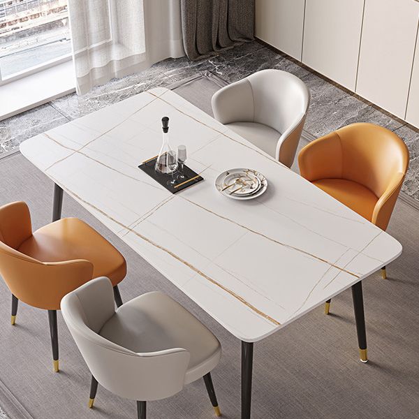 Stone Top Dining Table Contemporary Table with 4 Legs in Black Clearhalo 'Dining Tables & Seating' 'Dining Tables' 'dining_table' 'furn' 'furn_dining_table' 'Furniture' 'furniture_dining_table' 'Kitchen & Dining Furniture' 'kitchen' 'kitchen_dining_table' 1200x1200_ce9128af-34b8-49d1-91a8-336cafa8ae94