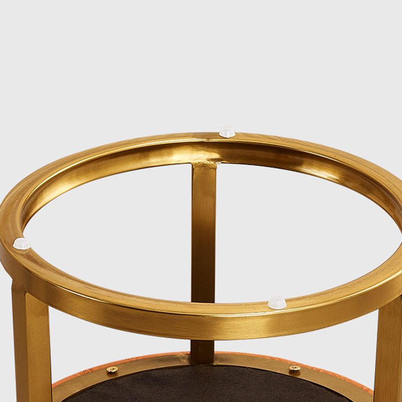 Glam Faux Leather Upholstered Standard Ottoman Round Shape Pouf