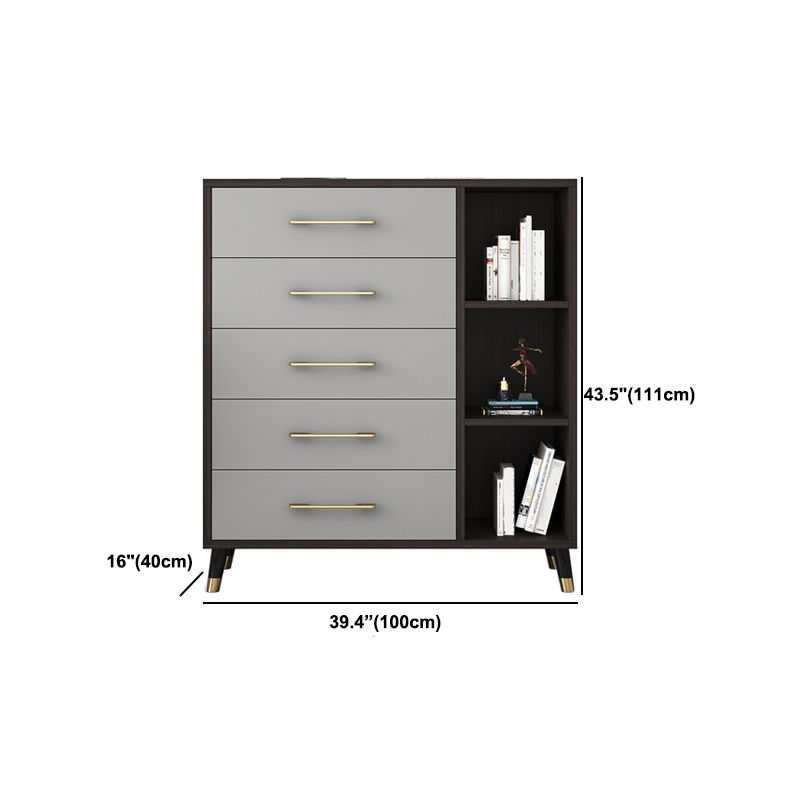 Classic Glam Wood Dresser Gray Soft-Close Lades Opbergkast
