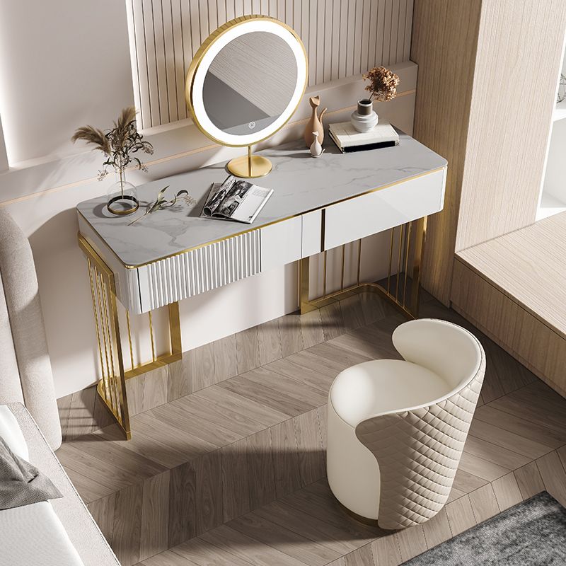 BEIGE Vanity, set di vanità in metallo alto 30 "con 2 cassetti
