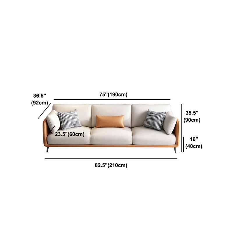 Faux Leather Stain Resistant Contemporary Standard Sofa in Orange and Beige Clearhalo 'furn' 'furn_sofas' 'Furniture' 'Living Room Furniture' 'Sofa' 'sofas' 1200x1200_ce98968a-74a3-4f92-94ed-21f0712e0758