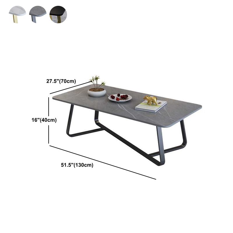 Cross Legs Stone Top Cocktailtisch, 15,75 "h rechteckiger Kaffeetisch