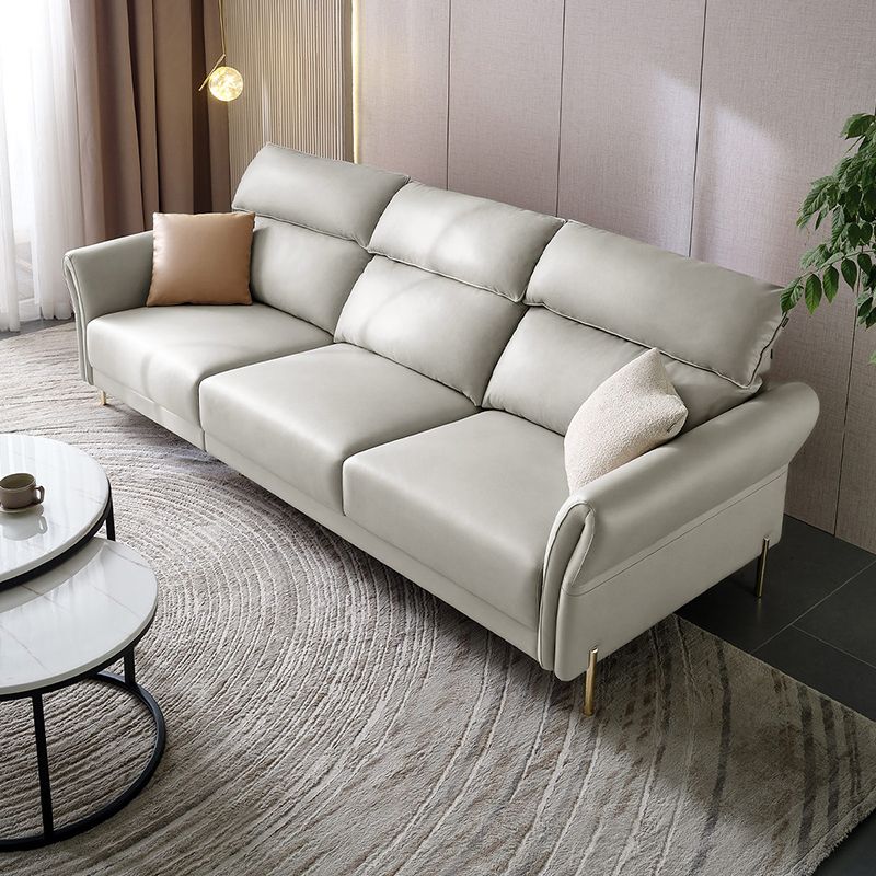 Glam 102.8" Flared Arm Sectional Grey Faux Leather Sectional Sofa