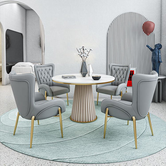 Scandinavian Fixed Dining Room Table Set with Pedestal Base Dining Table Furniture Clearhalo 'Dining Room Sets' 'Dining Tables & Seating' 'dining_room_set' 'furn' 'furn_dining_room_set' 'Furniture' 'furniture_dining_room_set' 'Kitchen & Dining Furniture' 'kitchen&dining_furn' 'kitchen' 1200x1200_cea24e22-2fb7-41ff-bdff-9e61bbd2247c