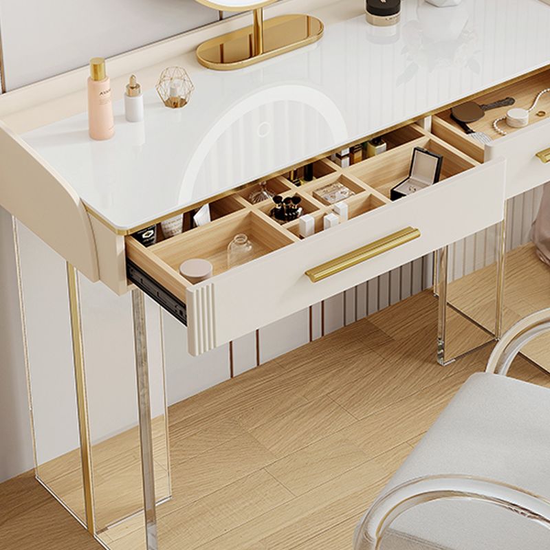 Tavolo da toeletta da top in pietra contemporanea con 2 cassetti e base acrilica