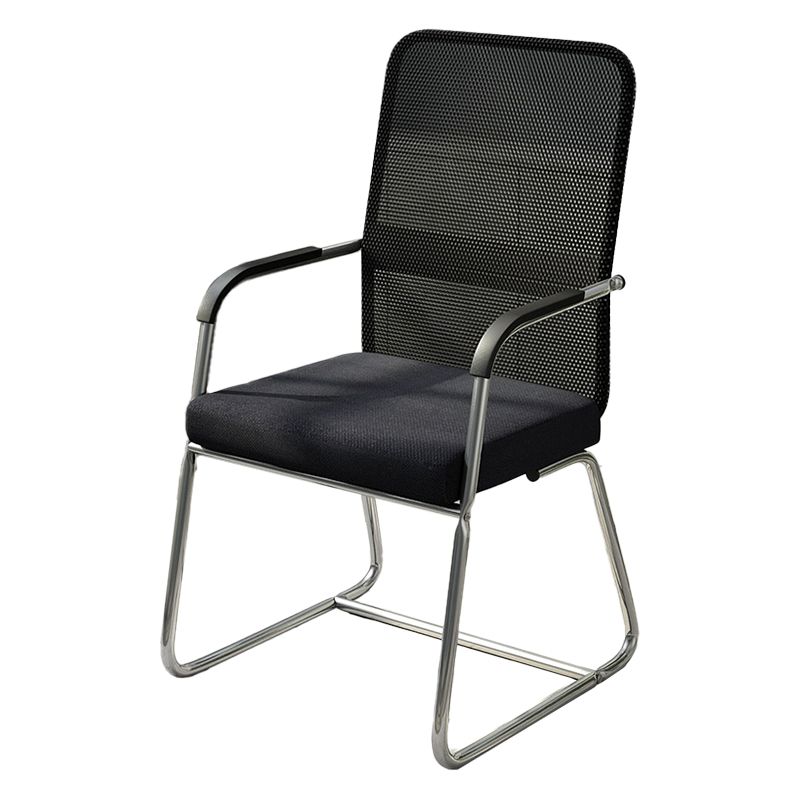 Modern Fixed Arms Leather Chair No Wheels Mid-Back Office Chair Clearhalo 'furn' 'furn_office_chair' 'Furniture' 'Office Chairs' 'Office Furniture' 'office_chair' 1200x1200_cea3a82b-a43c-4293-b2f1-81ce6fa676ee