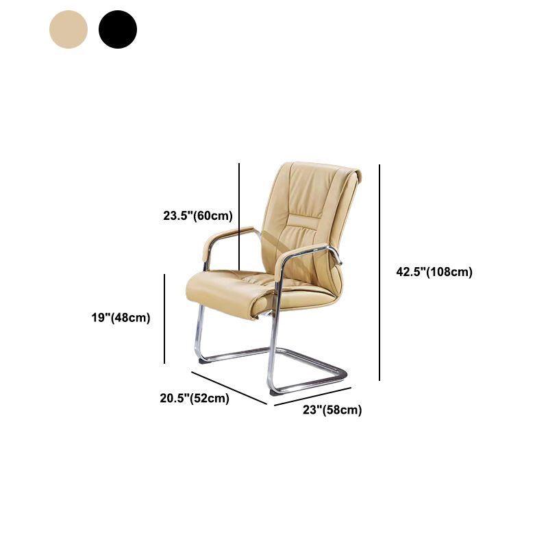 パッド入りのアームレザーオフィスチェア布張りバックデスクチェア