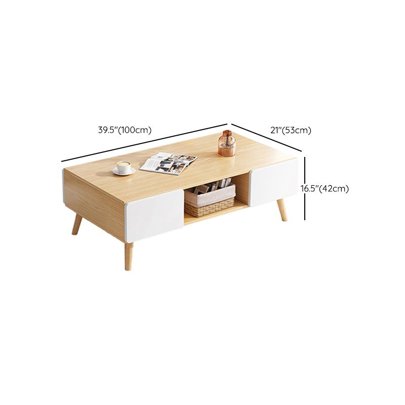 Wood Coffee Table Modern Single Coffee Table with with Storage Drawers Clearhalo 'Coffee & Accent Tables' 'Coffee Tables' 'coffee_tables' 'furn' 'furn_coffee_tables' 'Furniture' 'Living Room Furniture' 1200x1200_cea44613-e8ef-4c3e-8f9d-c70a3c4ec7fb