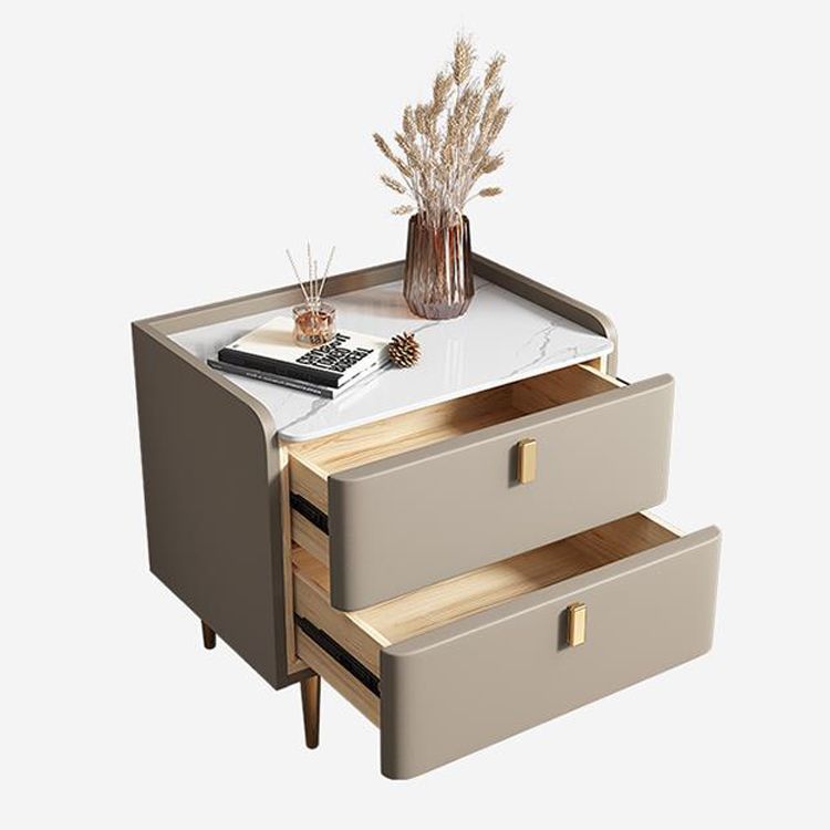 20"W X 20" H Modern Accent Table Nightstand Stone and Wood Nightstand with 2-drawer Clearhalo 'Bedroom Furniture' 'furn' 'furn_night_stand' 'Furniture' 'night_stand' 'Nightstands' 1200x1200_cea4b23f-4b96-4cc0-9adf-a76c8edb9565