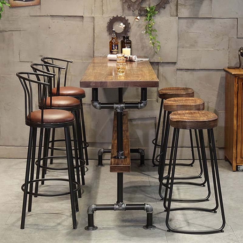 Wood Top Bar-height Table Black and Metal Legs Bar Table for Living Room Clearhalo 'Bar Furniture' 'Bar Tables' 'bar_tables' 'furn' 'furn_bar_tables' 'Furniture' 'Kitchen & Dining Furniture' 1200x1200_cea5fc06-e2dc-4c31-9d19-c8eda3c20f3c