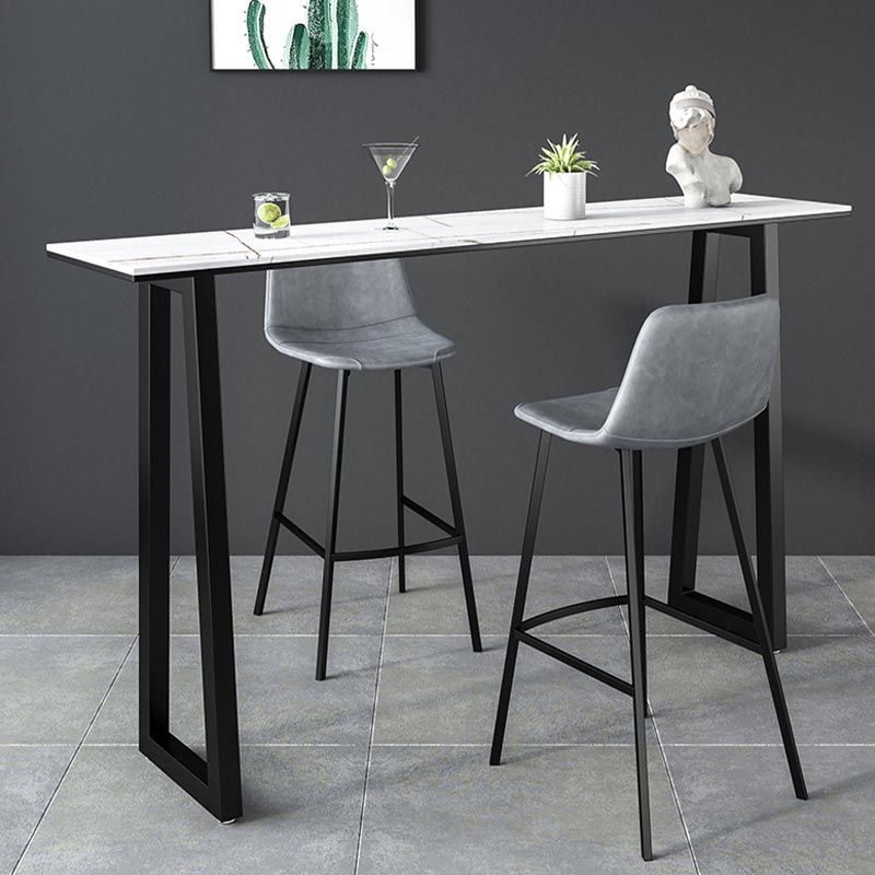 Black and Metal Base Table Rectangle Industrial Sintered Stone Bar Table Clearhalo 'Bar Furniture' 'Bar Tables' 'bar_tables' 'furn' 'furn_bar_tables' 'Furniture' 'Kitchen & Dining Furniture' 1200x1200_ceaa33c0-b807-4bac-a2c1-714076a14ea7