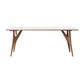 Modern Rectangular White Stone Top Dining Table with 4 Ash Legs
