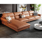 Contemporary Tan Leather Sectional Pillow Top Arm Sofa and Chaise for Living Room Clearhalo 'furn' 'furn_sectionals' 'Furniture' 'furniture_sectionals' 'kitchen' 'kitchen_sectionals' 'Living Room Furniture' 'Sectionals' 1200x1200_ceb04c9a-a722-4c11-a52b-8d32898c794c