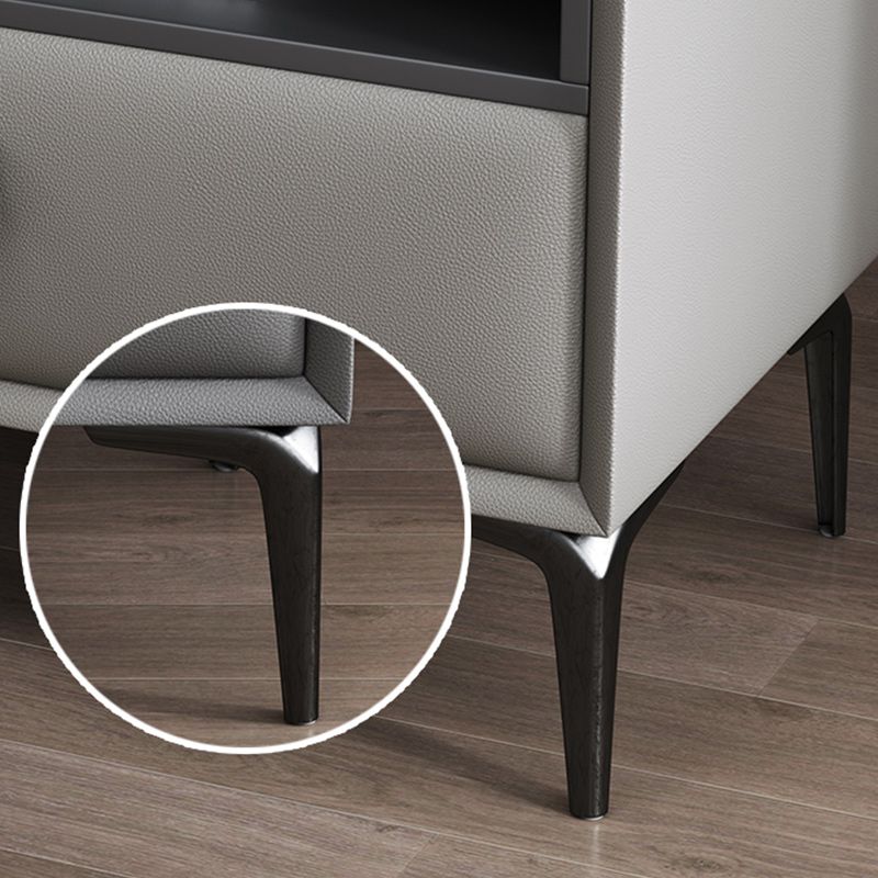 Modern de cuero de cuero 4 patas Nightsand stone Top Night Table con cajón