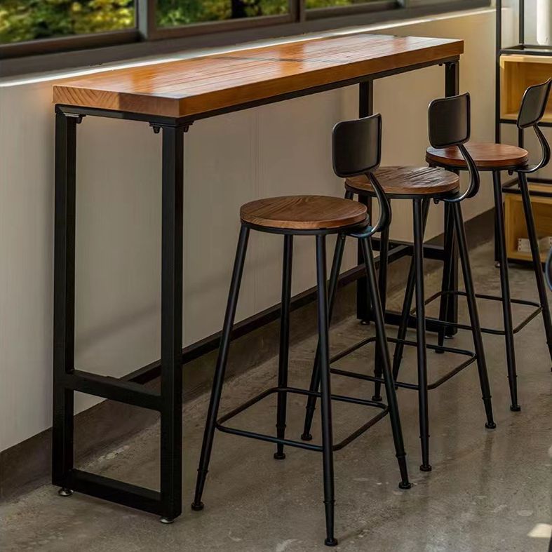 Solid Wood Bar Dining Table Industrial Bar Dining Table with Trestle Base Clearhalo 'Bar Furniture' 'Bar Tables' 'bar_tables' 'furn' 'furn_bar_tables' 'Furniture' 'furniture_bar_tables' 'Kitchen & Dining Furniture' 1200x1200_ceb22319-9c7d-461e-9bae-ed6af58afdc0